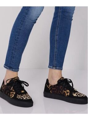 New LOCI Seven Leopard Low-Top Court Sneakers Size 39